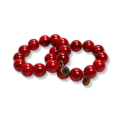 Red Howlite Napkin Rings - Set of 4