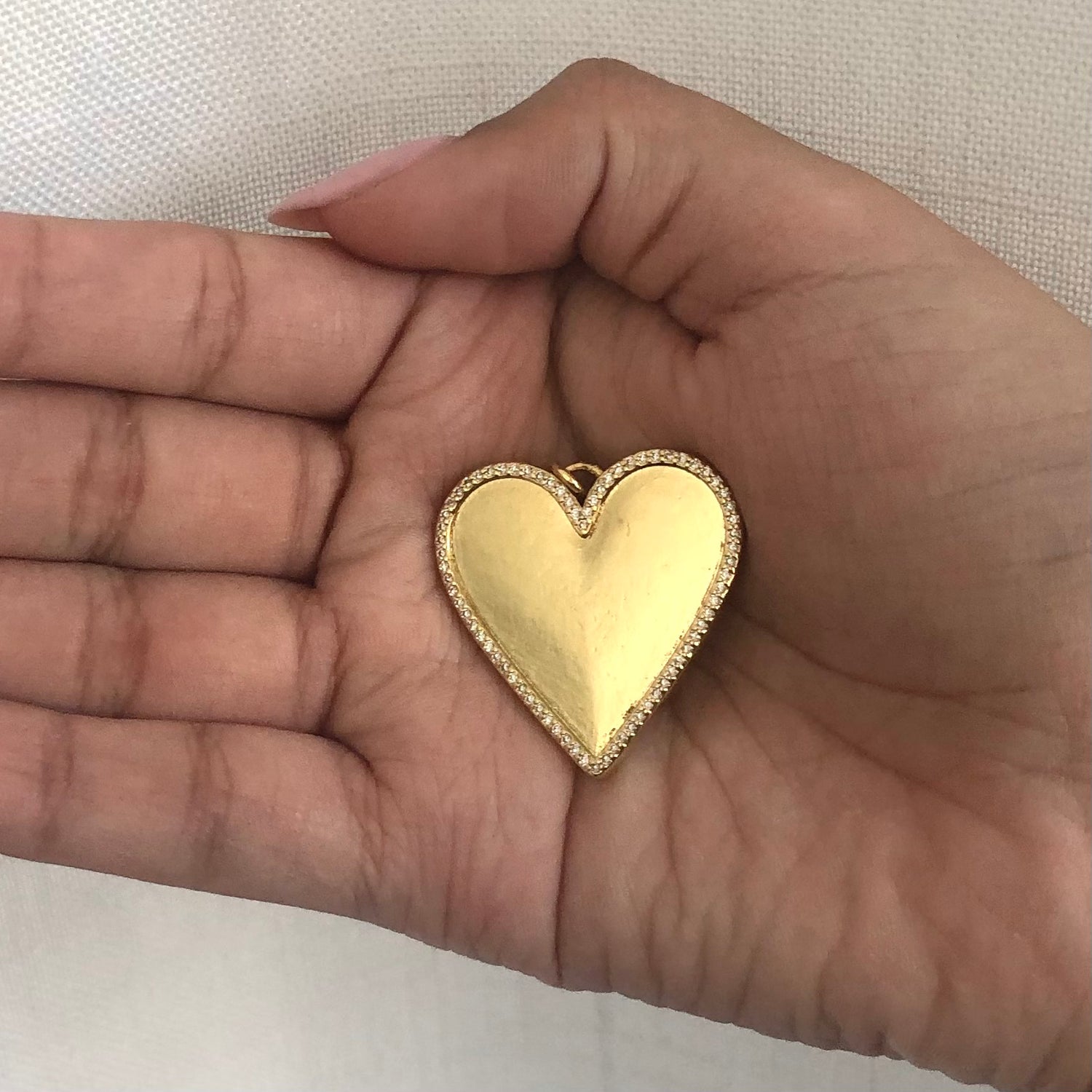 Large Pavé Gold Heart Pendant