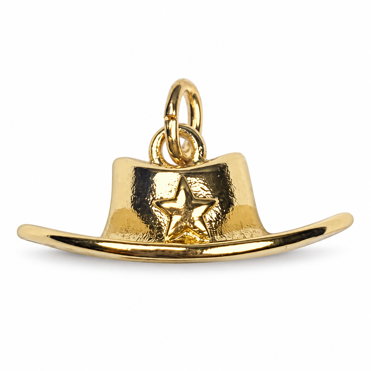 Gold Cowgirl Hat Pendant on a white background