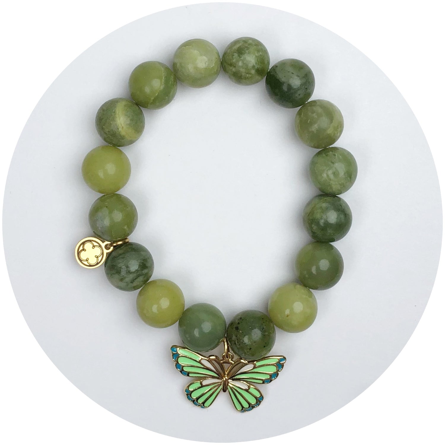 Forest Shadow Jade with Green and Blue Butterfly Pendant - Oriana Lamarca LLC