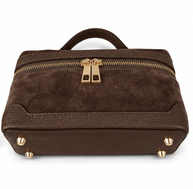 Frankie Chocolate Brown Suede Handbag