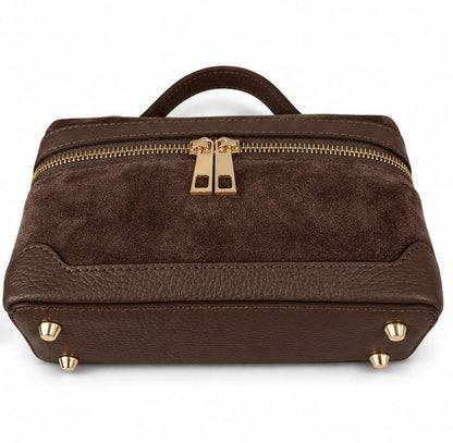 Frankie Chocolate Brown Suede Handbag