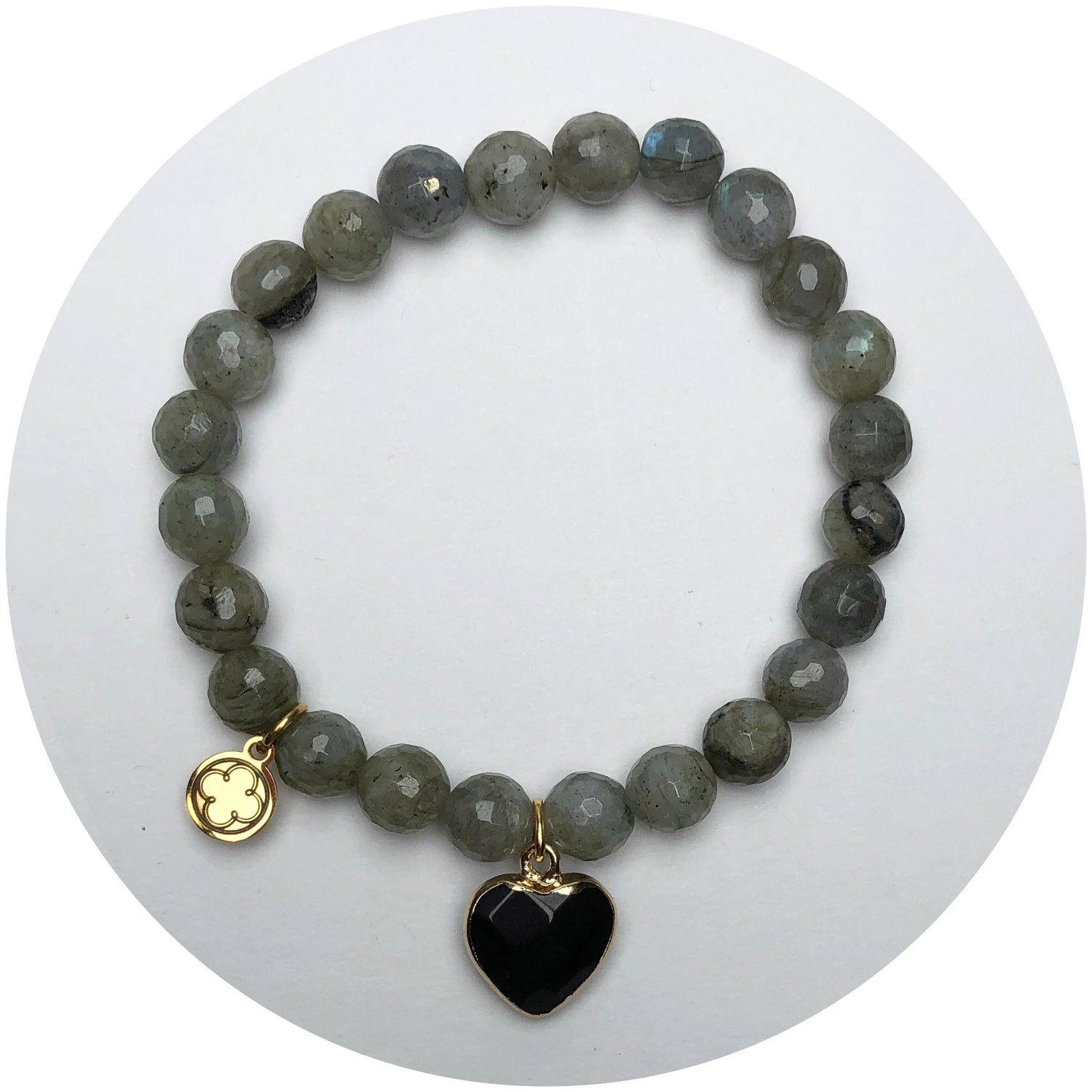 Grey Mako Quartz with Black Onyx Pendant