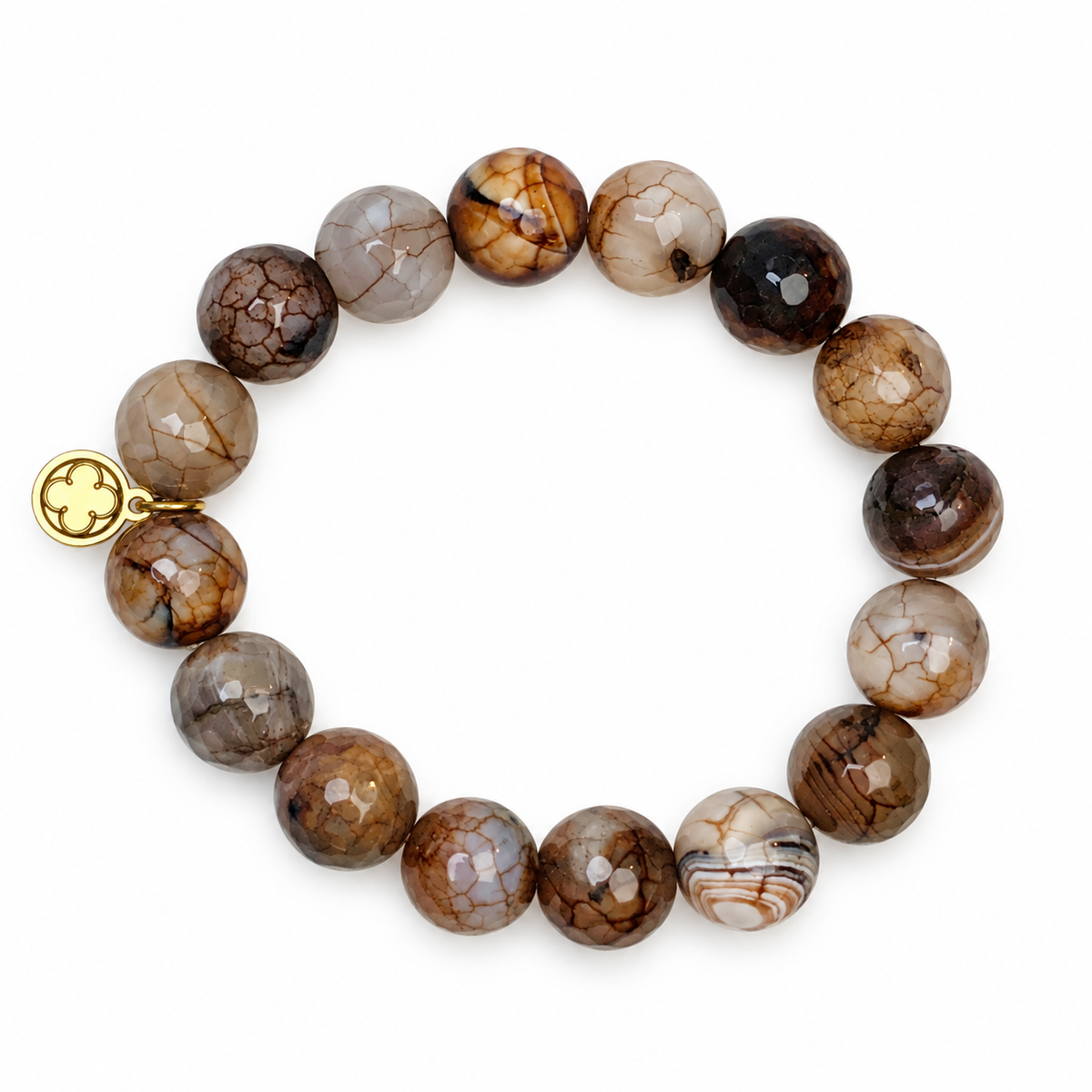 Truffle Agate Beaded Bracelet on white studio background