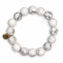 White Howlite Beaded Bracelet on white studio background