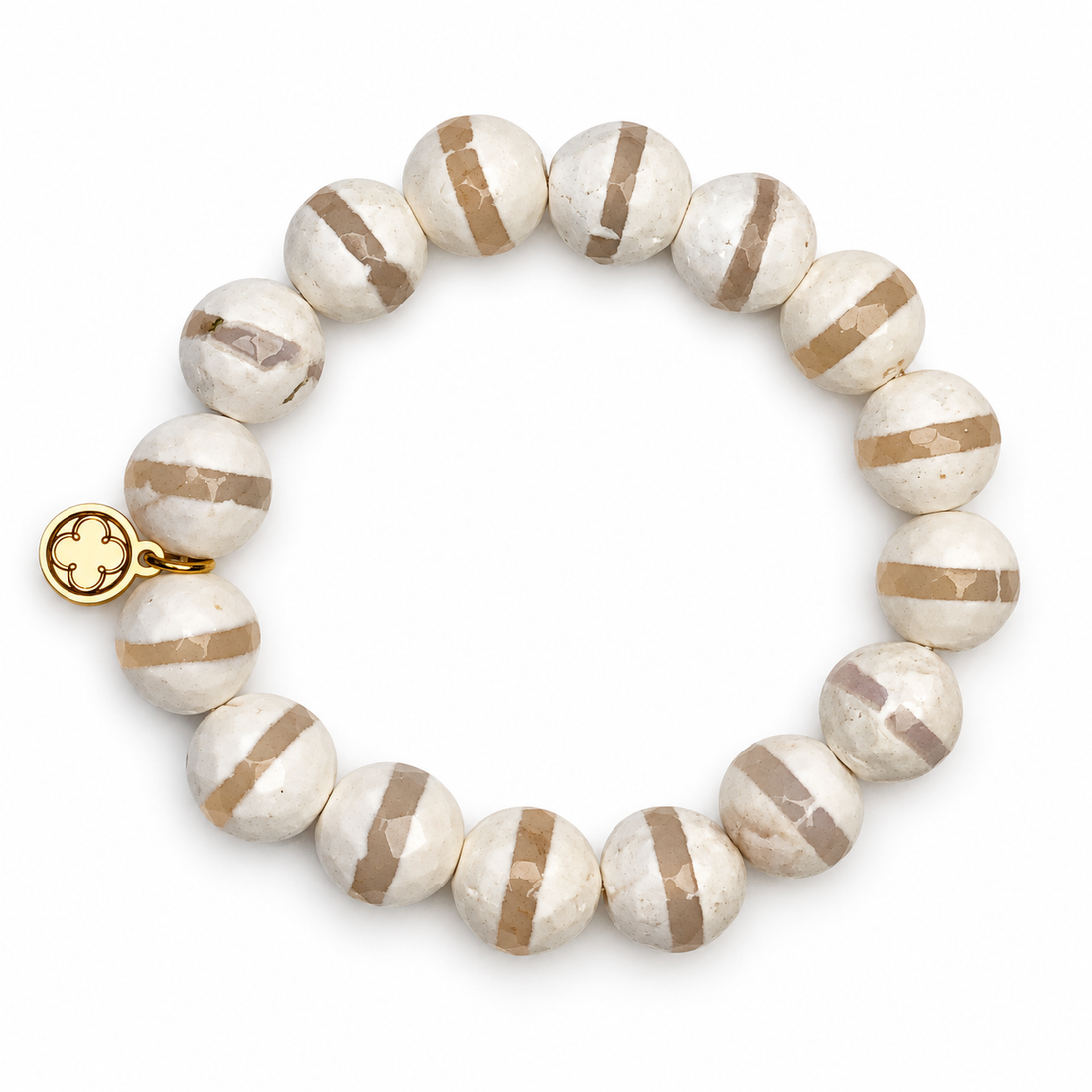 Tibetan White Zebra Beaded Bracelet on a white background