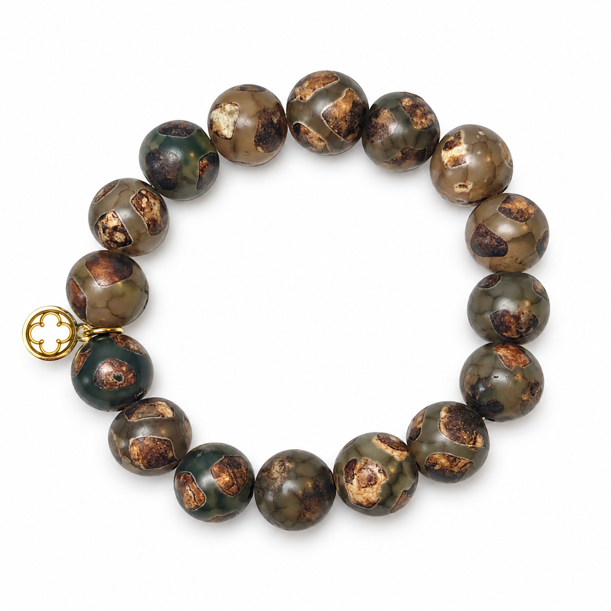 Tibetan Fern Giraffe Beaded Bracelet on white studio background