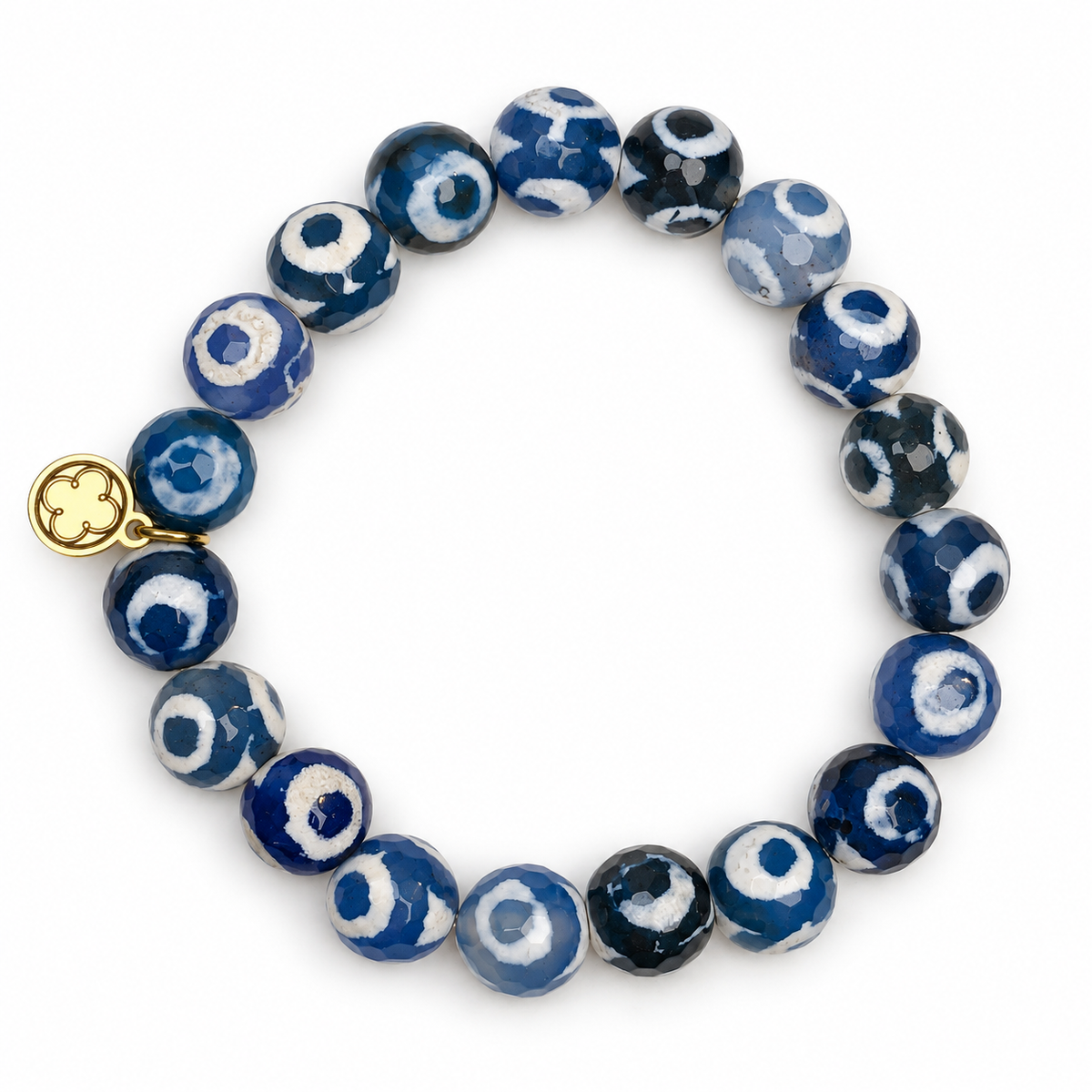 Tibetan Blue Eye Beaded Bracelet on white studio background
