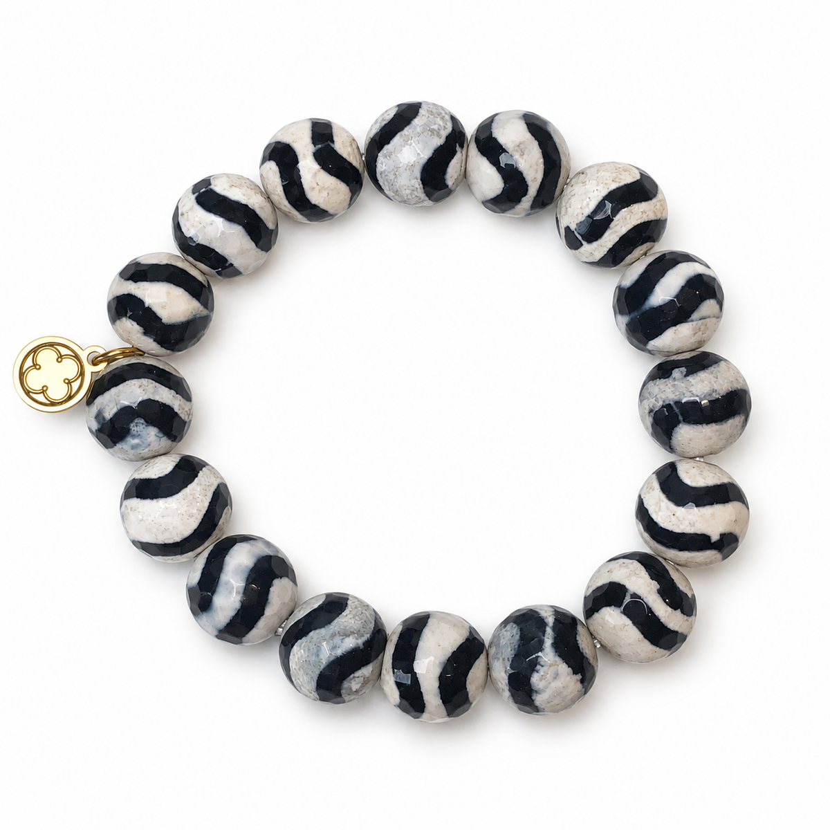 Tibetan Black Wave Beaded Bracelet on white studio background