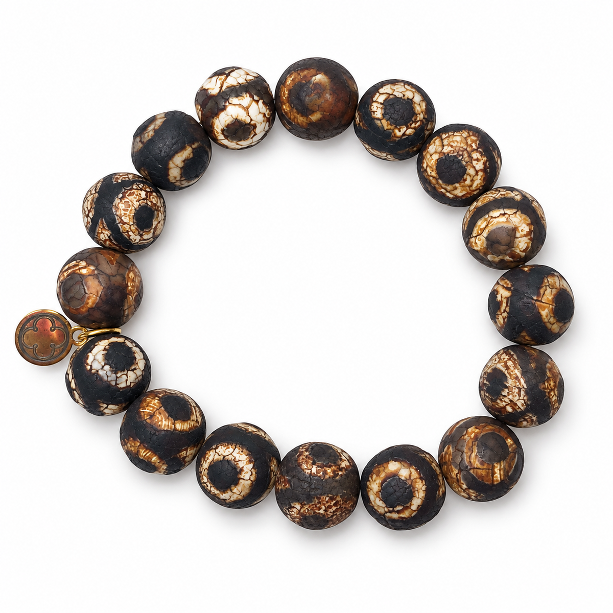 Tibetan Antique Espresso Beaded Bracelet on white studio background
