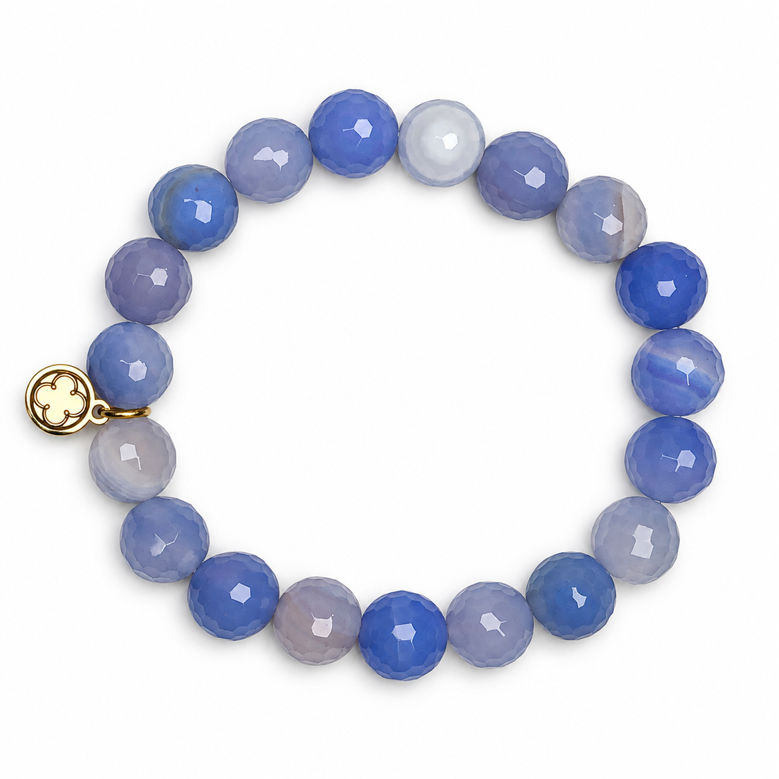 Serenity Blue Agate Beaded Bracelet on white studio background