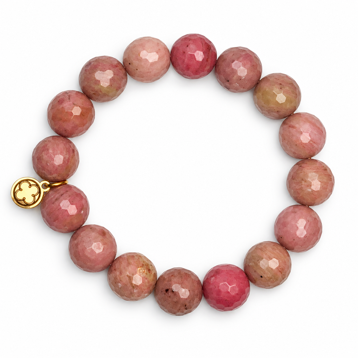 Rhodonite Beaded Bracelet on white studio background