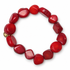 Red Coral Beaded Bracelet on white studio background