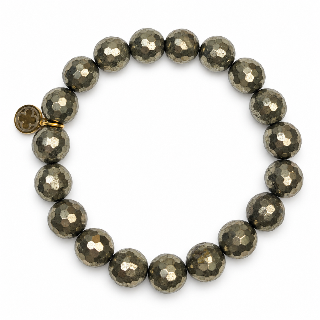 Pyrite Beaded Bracelet on white studio background