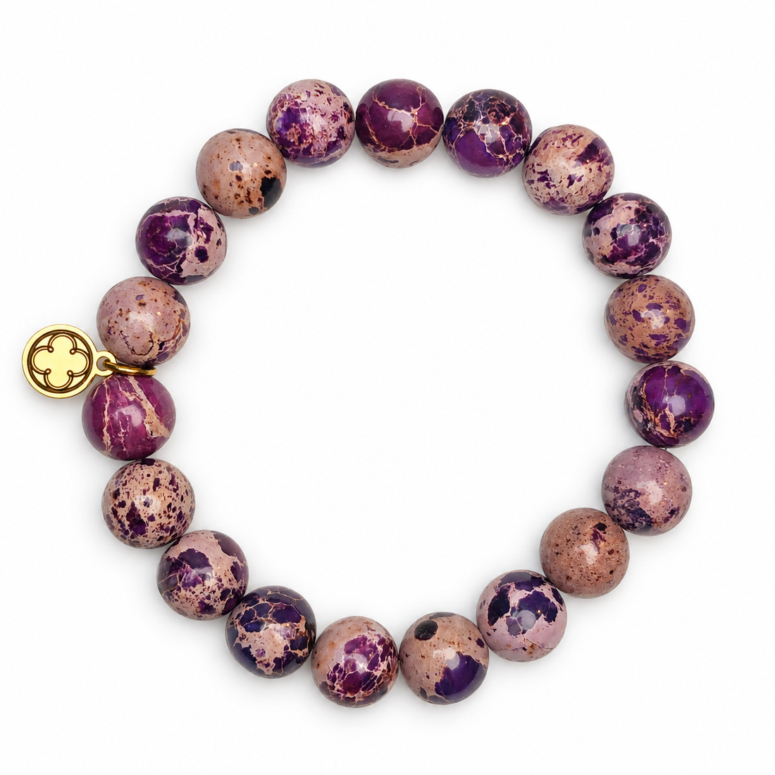 Purple Jasper Beaded Bracelet on white studio background