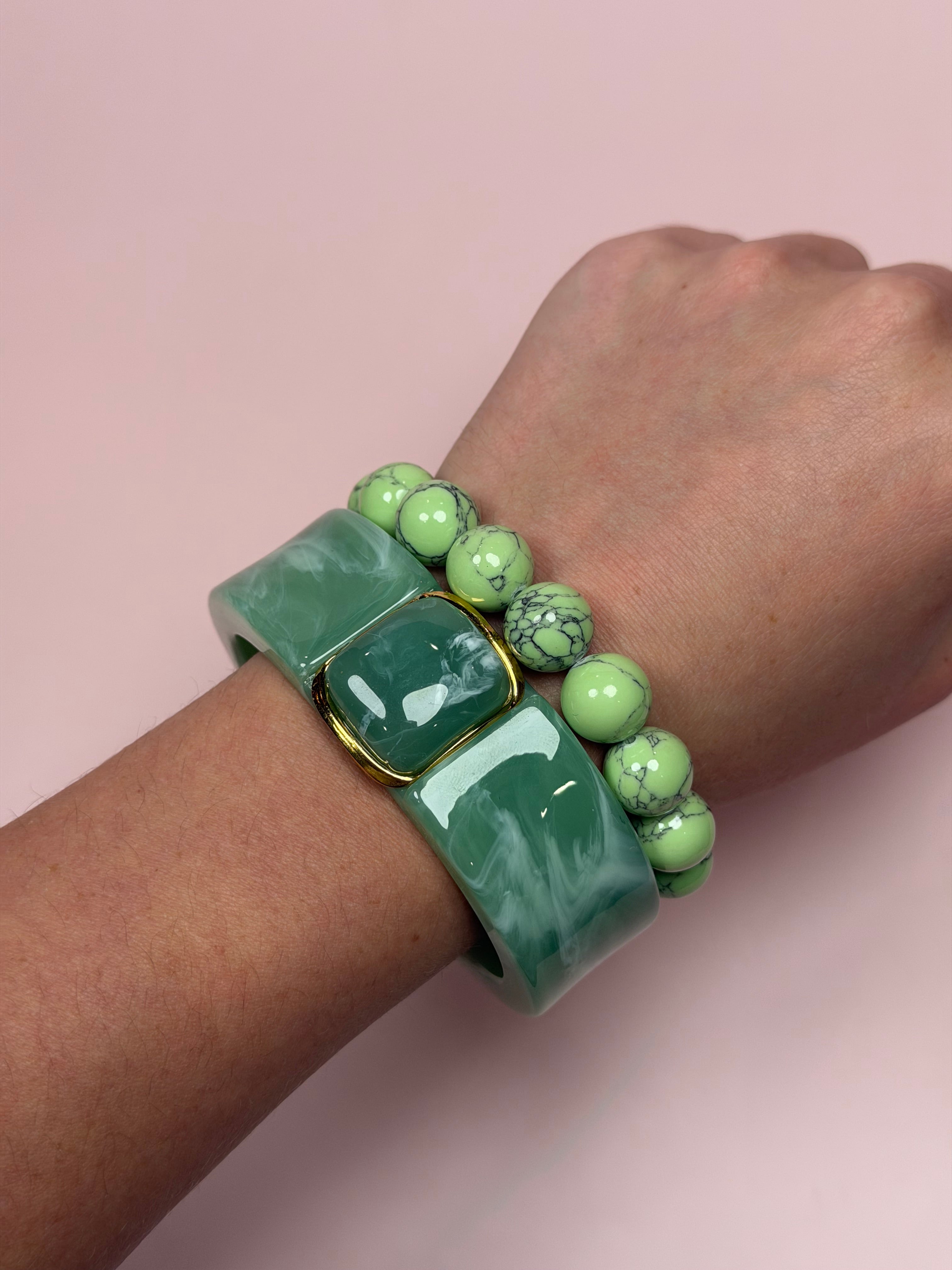 Valentina Amazonite Acrylic Hinged Bangle – Oriana Lamarca Designs