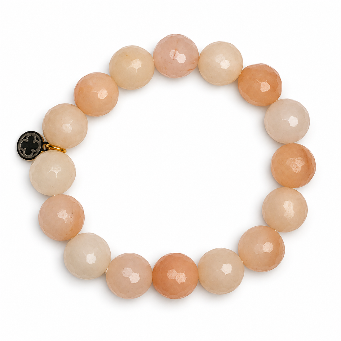 Peach Aventurine Beaded Bracelet on white studio background