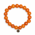 Orange Jade Beaded Bracelet on white studio background