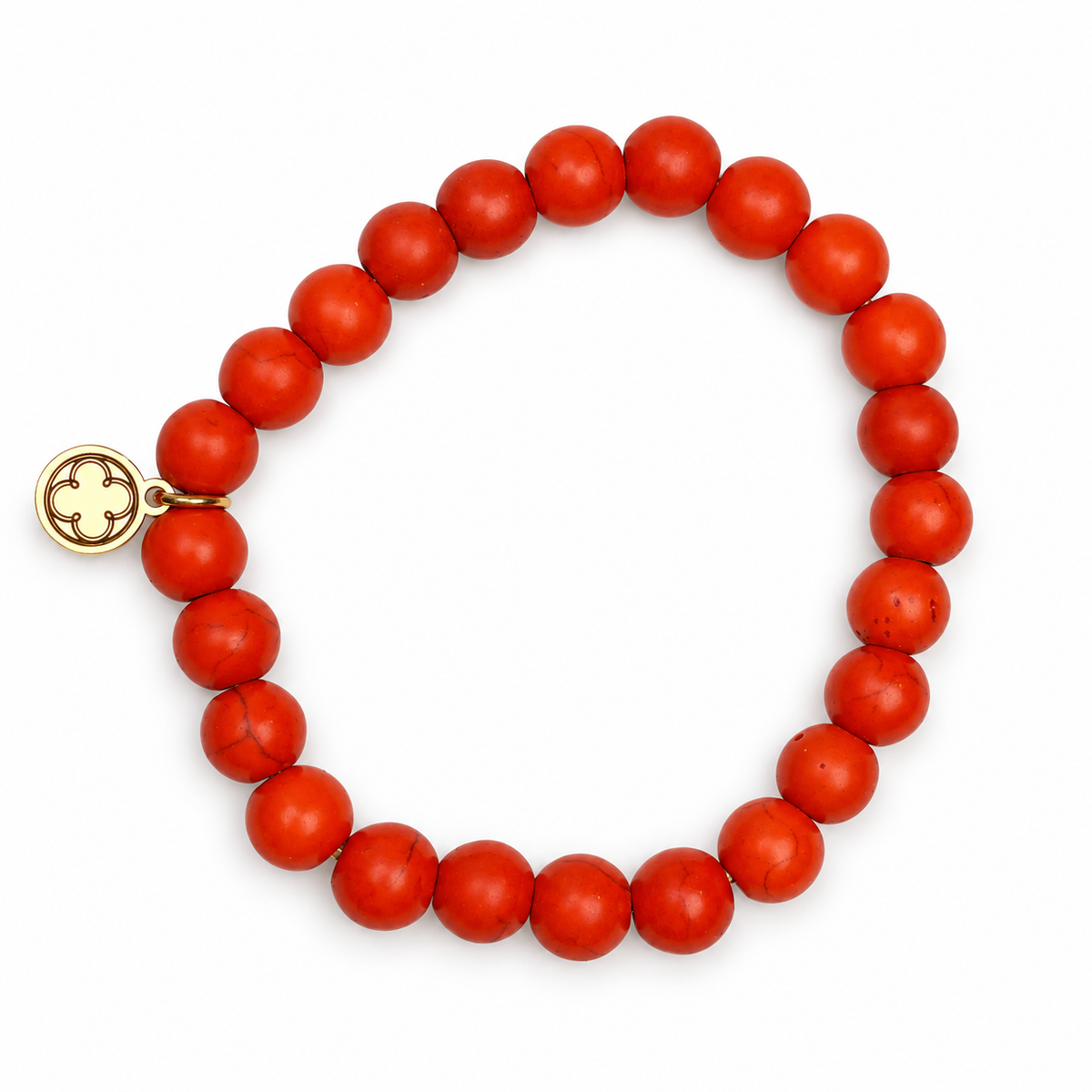 Orange Howlite Beaded Bracelet on white studio background