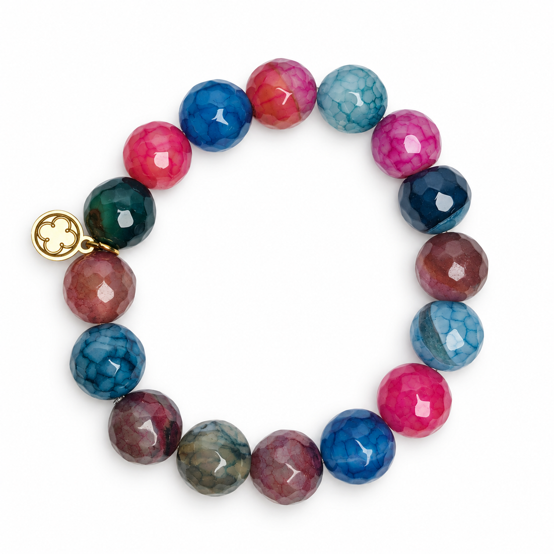 Multicolor Agate Beaded Bracelet on a white background
