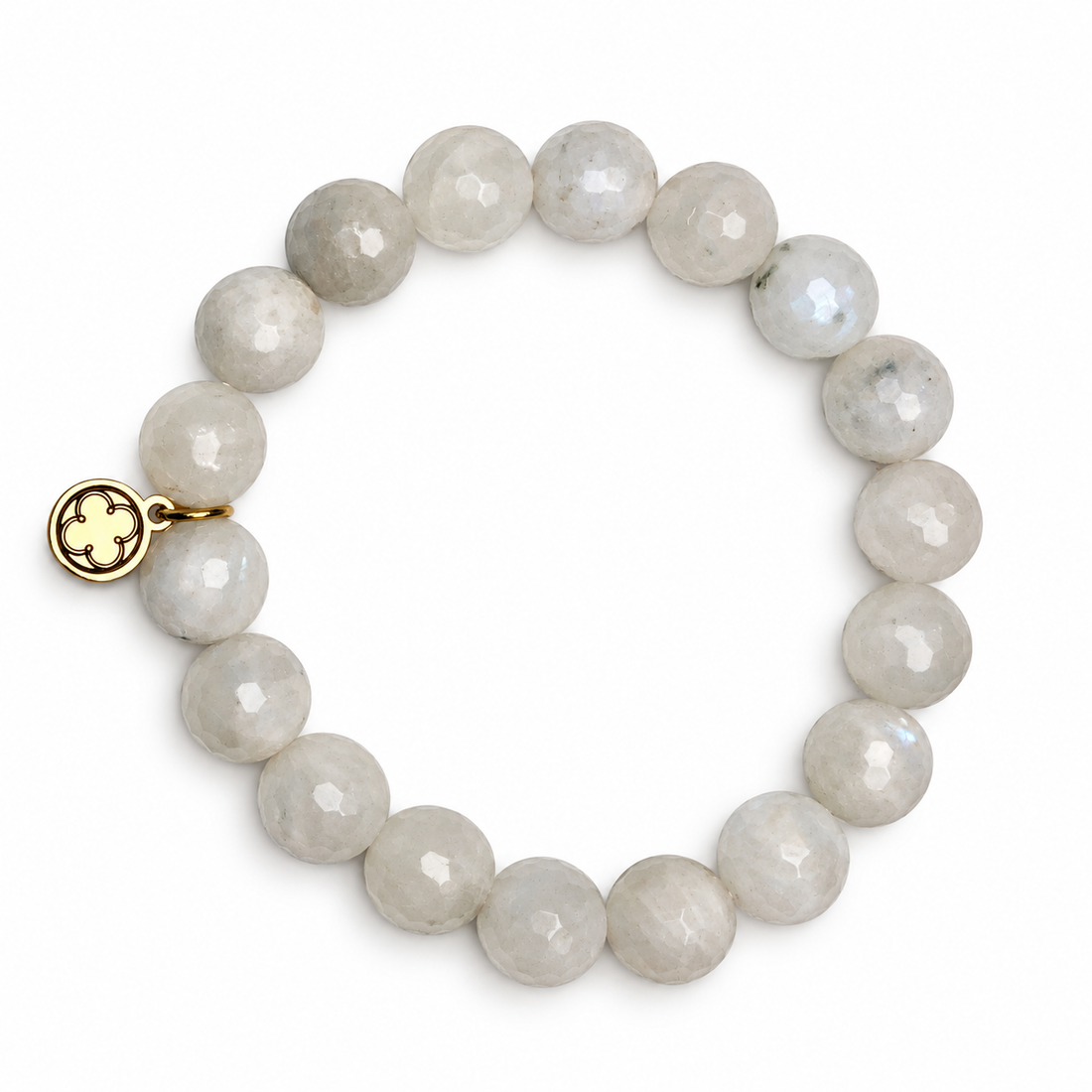 Moonstone Beaded Bracelet on white studio background