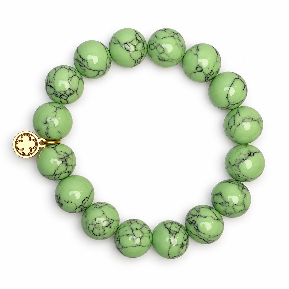 Mint Green Howlite Beaded Bracelet on white studio background
