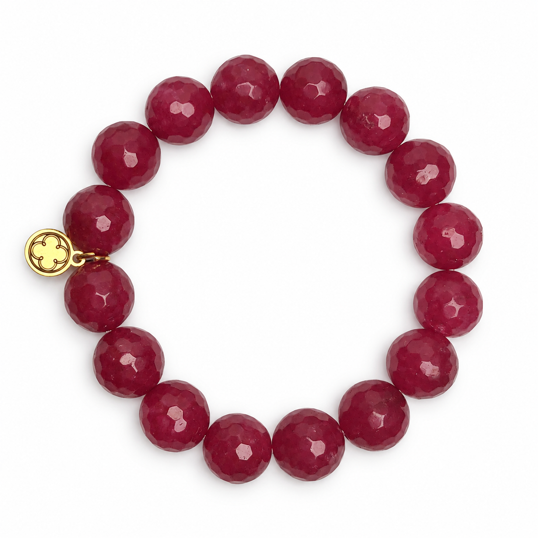 Marsala Jade Beaded Bracelet on white studio background