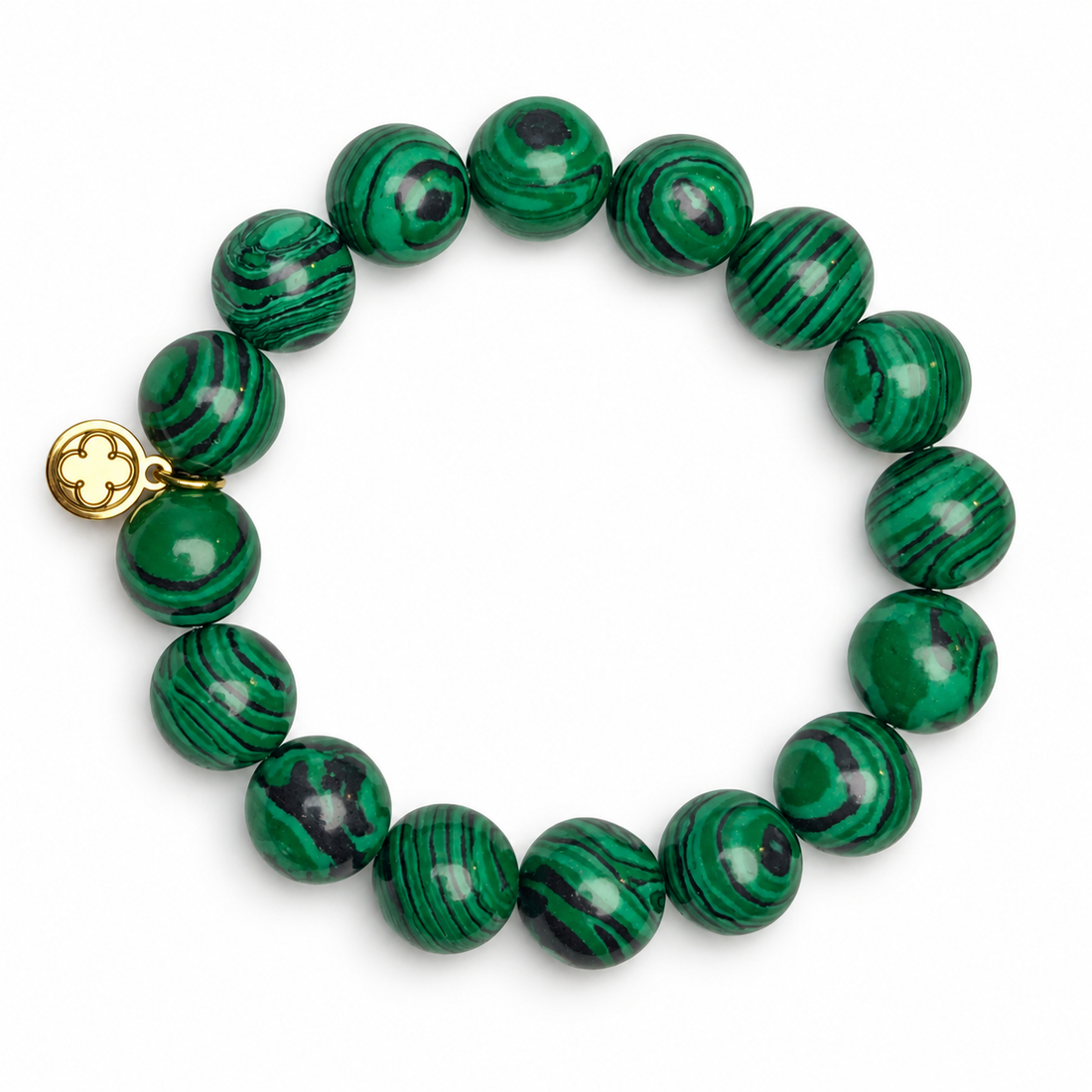 Malachite Beaded Bracelet on white studio background