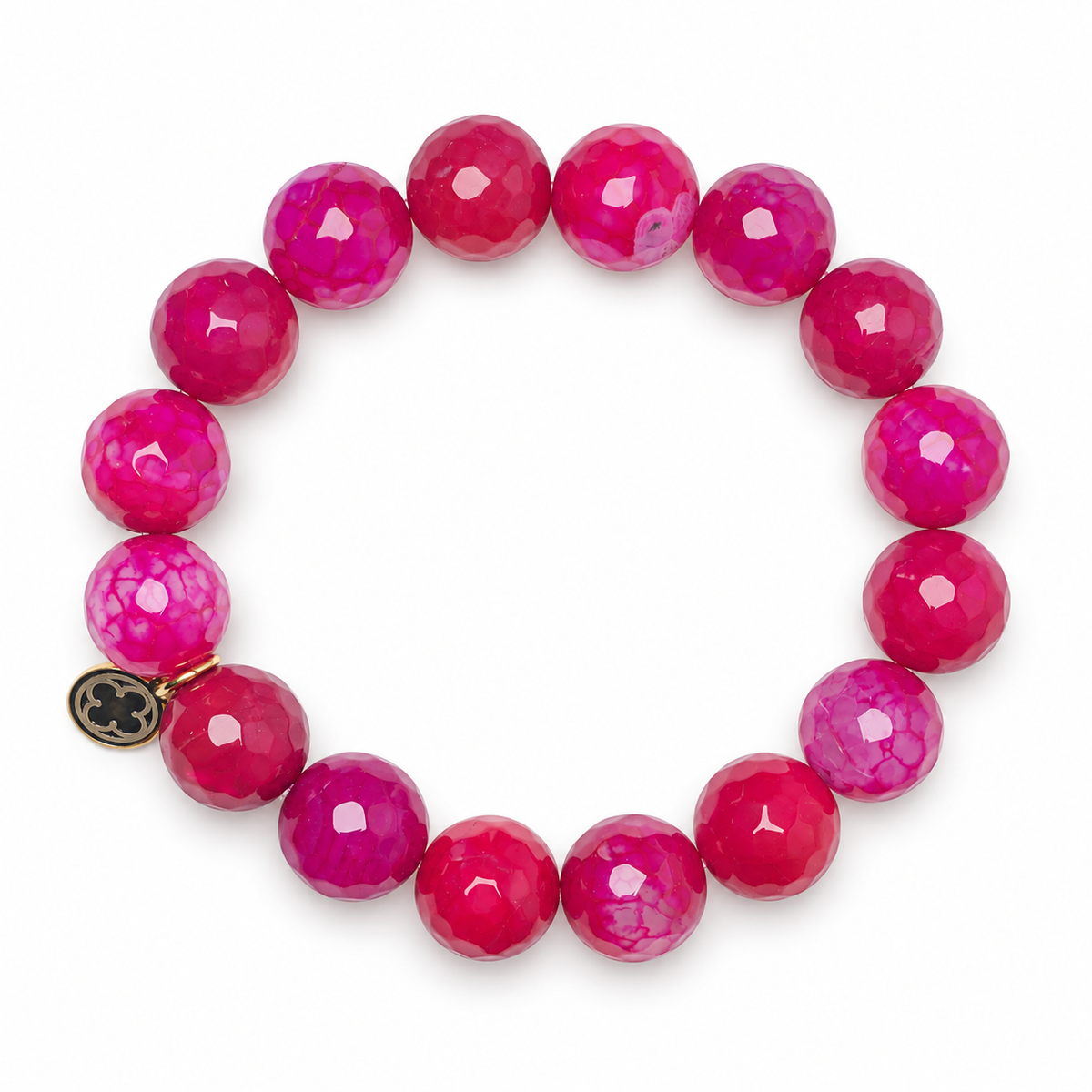 Magenta Jade Beaded Bracelet on white studio background