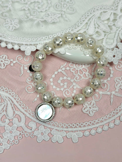 Mosaic Mother of Pearl with Mother of Pearl Gold Pavé Disc
