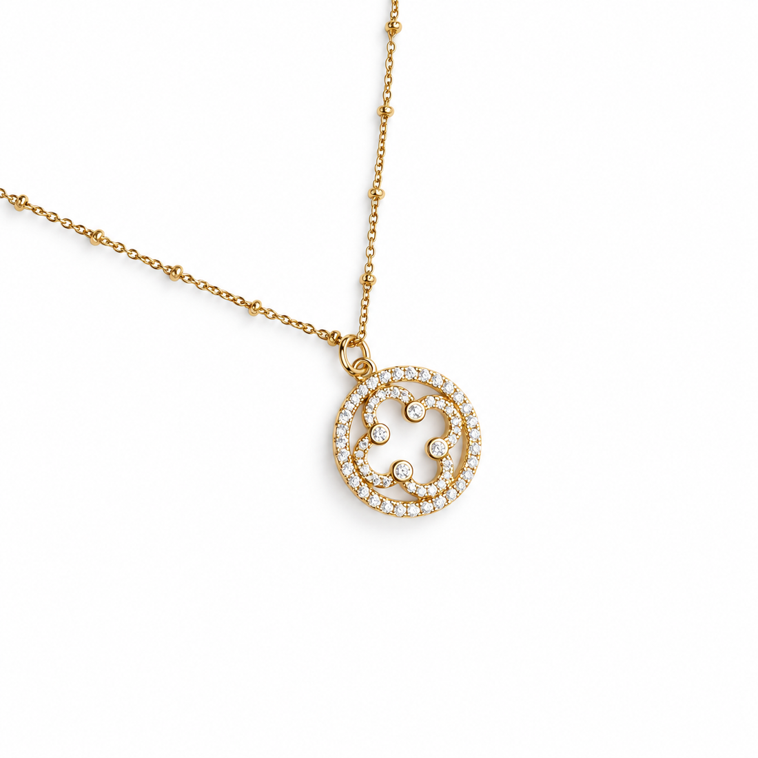 Gold Pavé Signature Logo Necklace studio photo