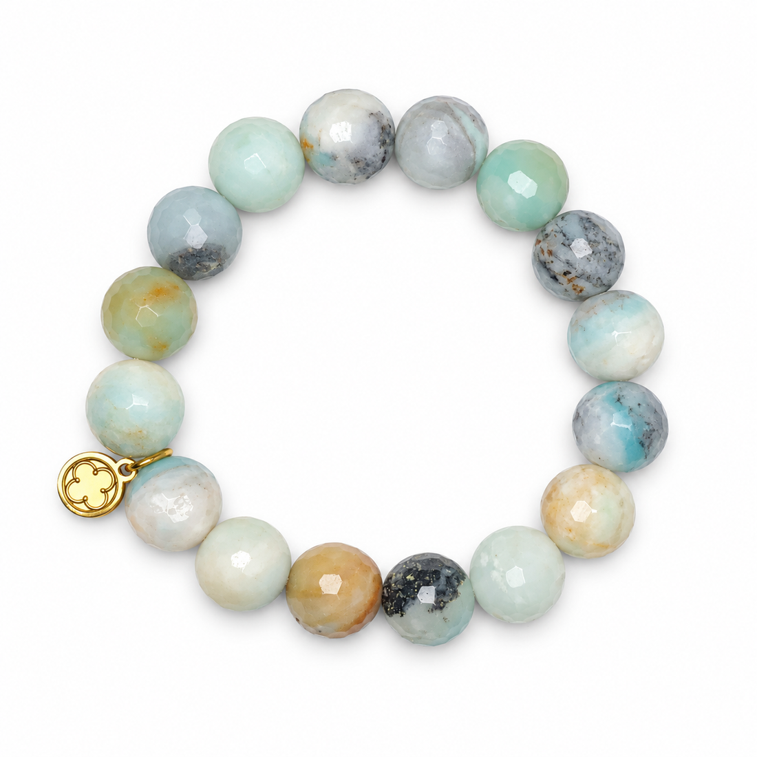 Amazonite Beaded Bracelet on white studio background