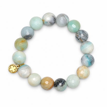 Amazonite Beaded Bracelet on white studio background