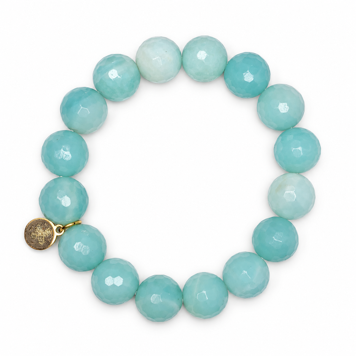 Amazonite Light Beaded Bracelet on white studio background