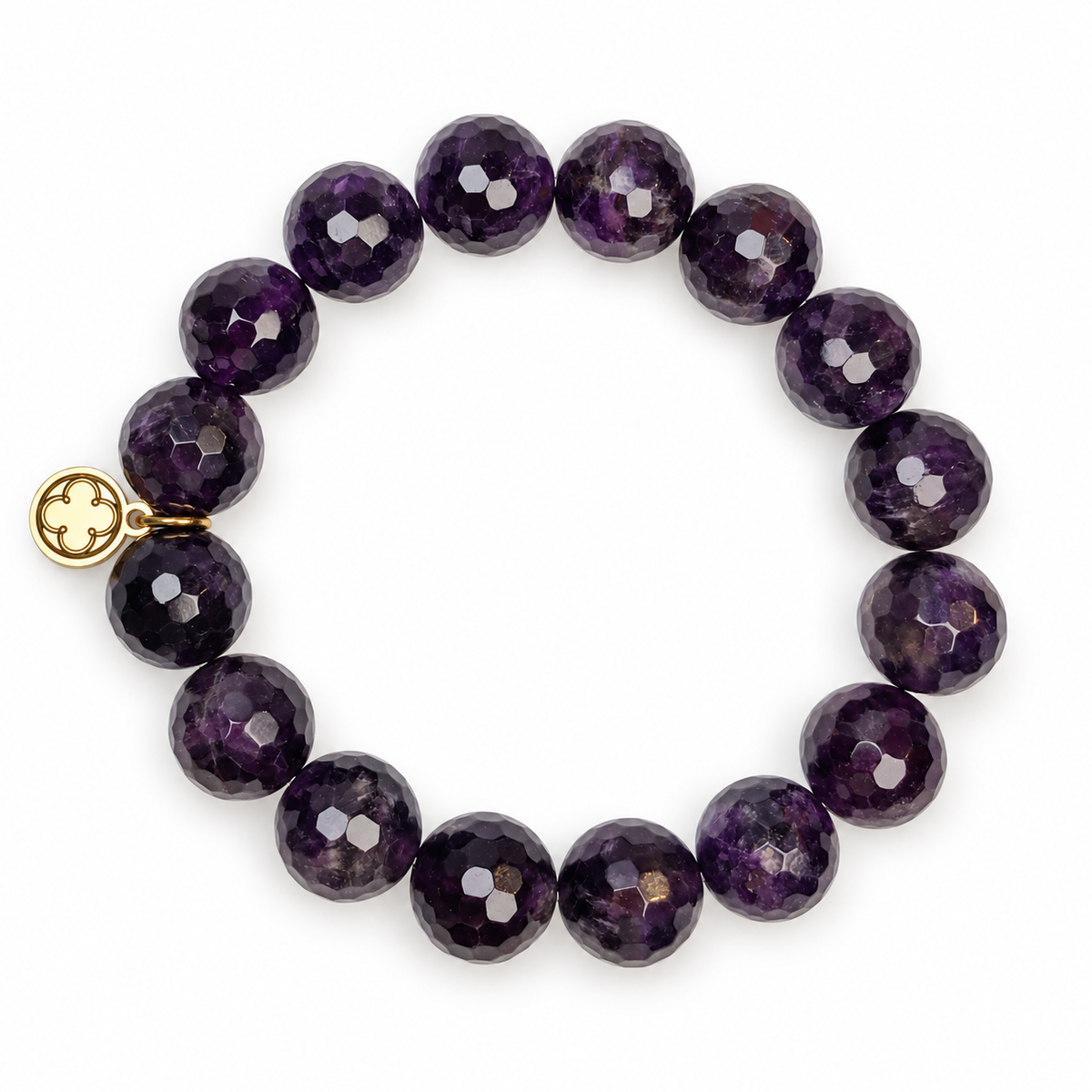 Amethyst Beaded Bracelet on a white background