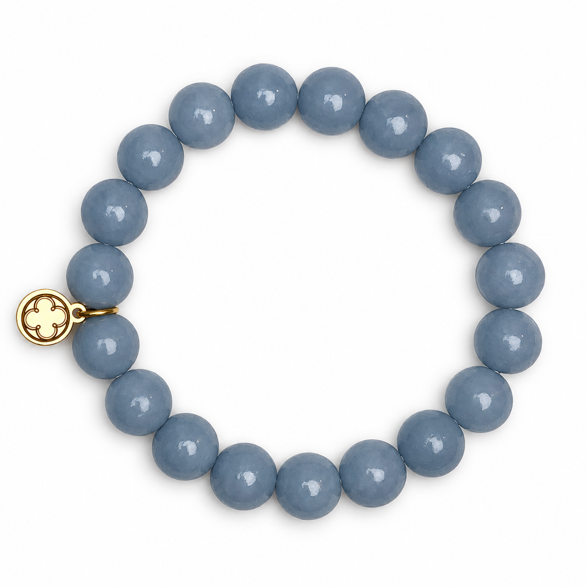 Angelite Beaded Bracelet on white studio background