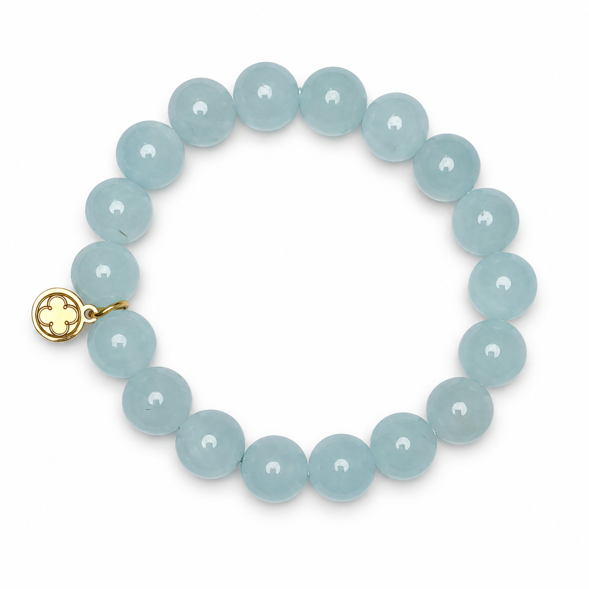 Aquamarine Beaded Bracelet on white studio background