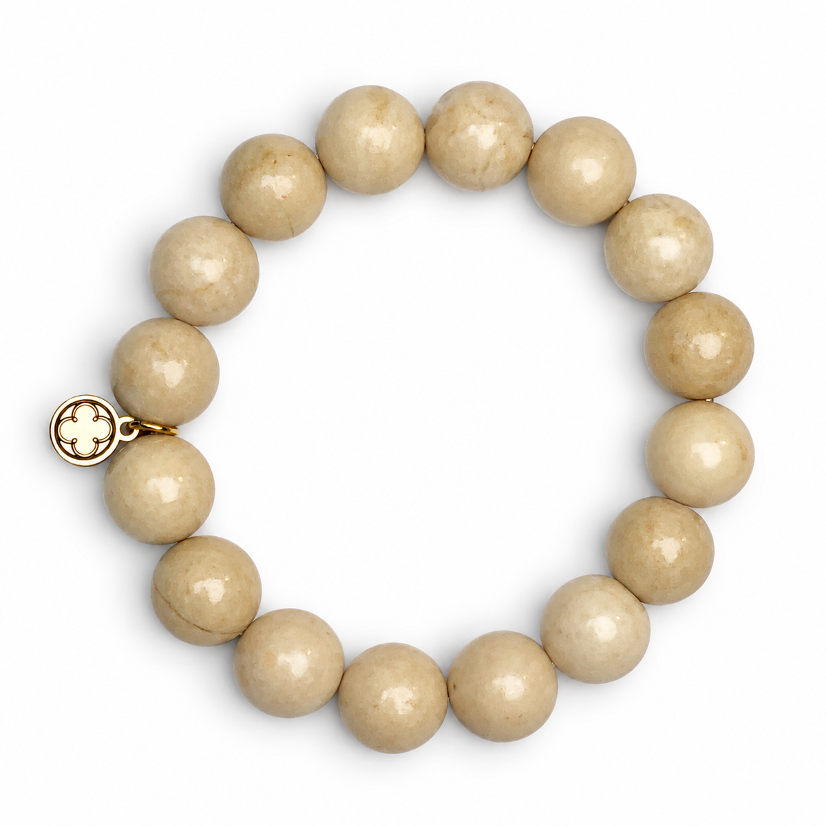 Beige Riverstone Beaded Bracelet on white studio background