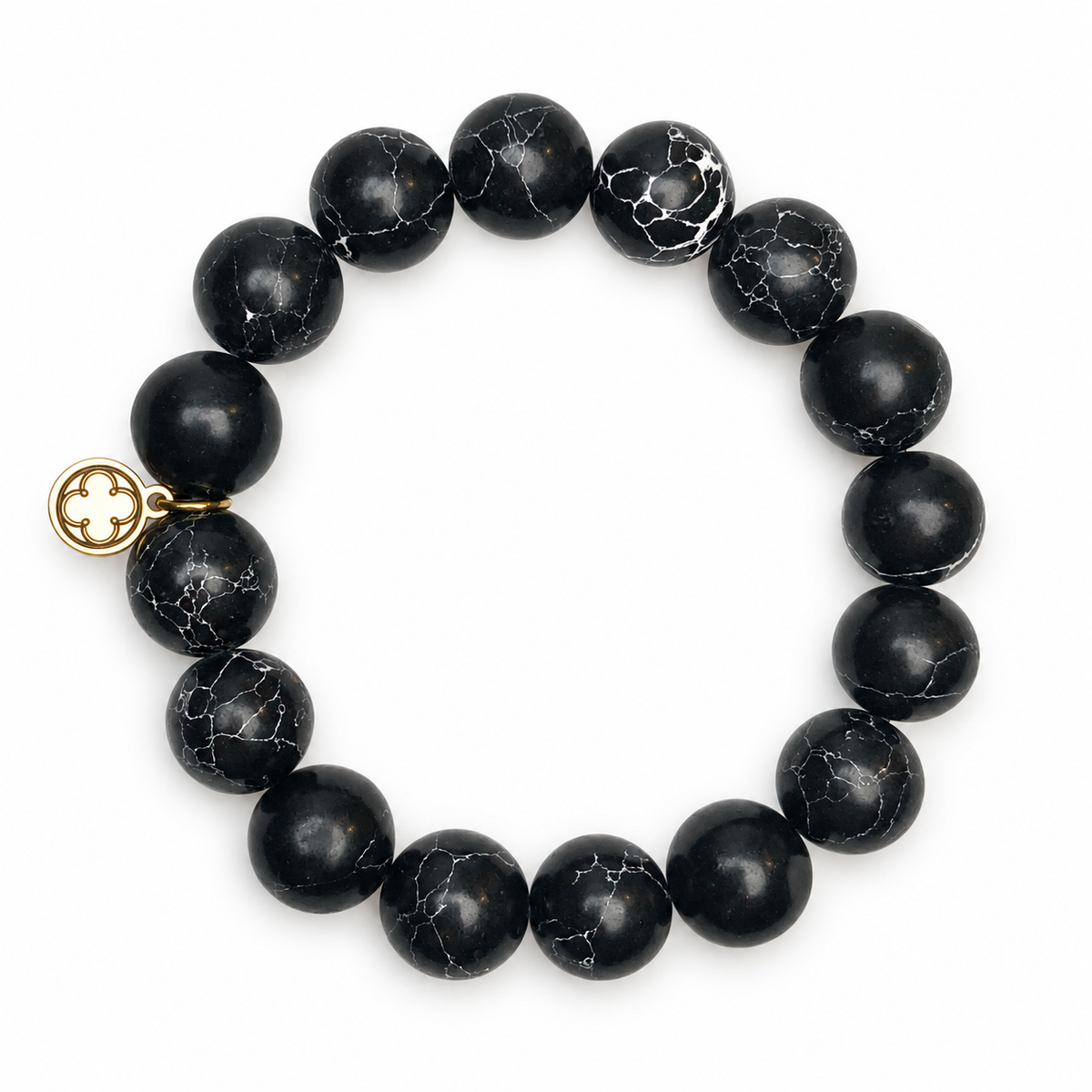Black Howlite Beaded Bracelet on white studio background