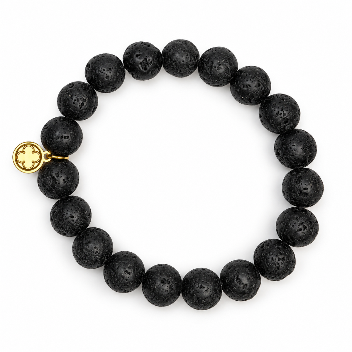 Black Lava Beaded Bracelet on white studio background