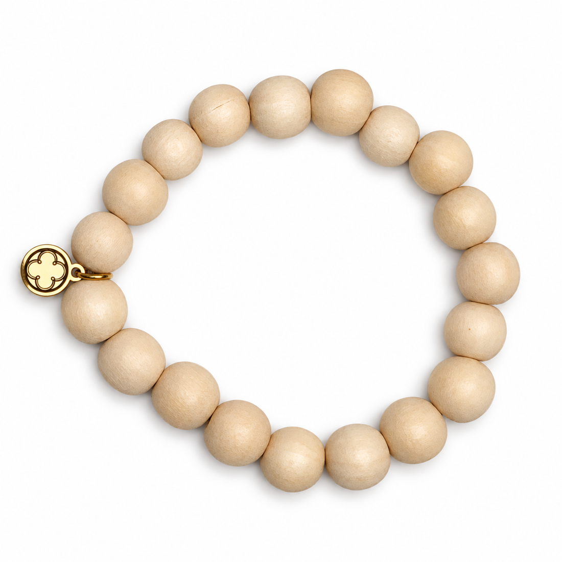 Blonde Wood Beaded Bracelet on white studio background