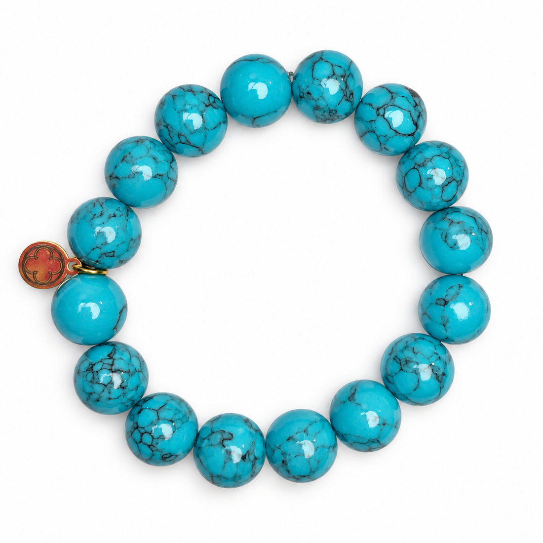 Blue Howlite Beaded Bracelet on white studio background