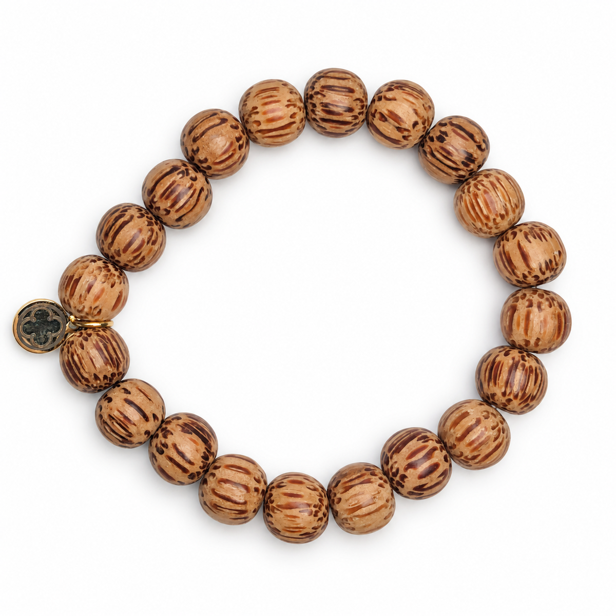 Coconut Wood Beaded Bracelet on white studio background