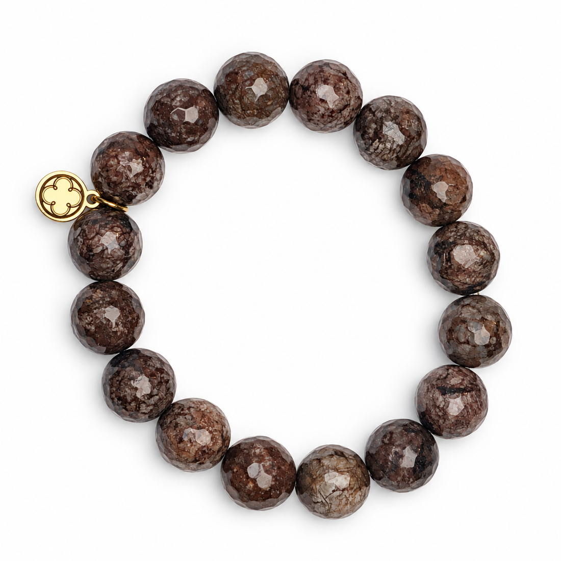 Cola Brown Jasper Beaded Bracelet on white studio background