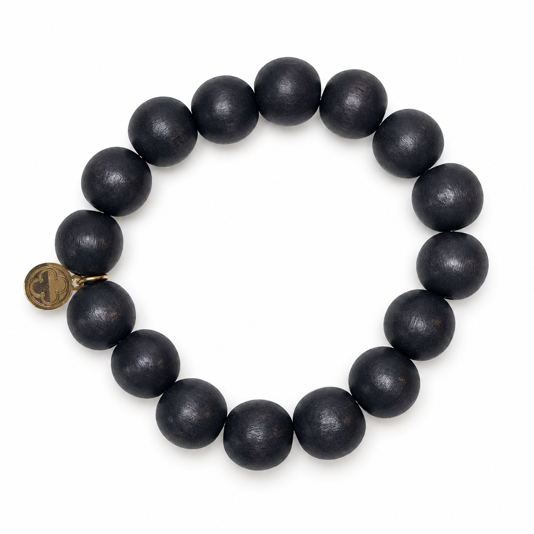 Ebony Wood Beaded Bracelet on white studio background