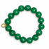 Emerald Green Jade Beaded Bracelet on white studio background