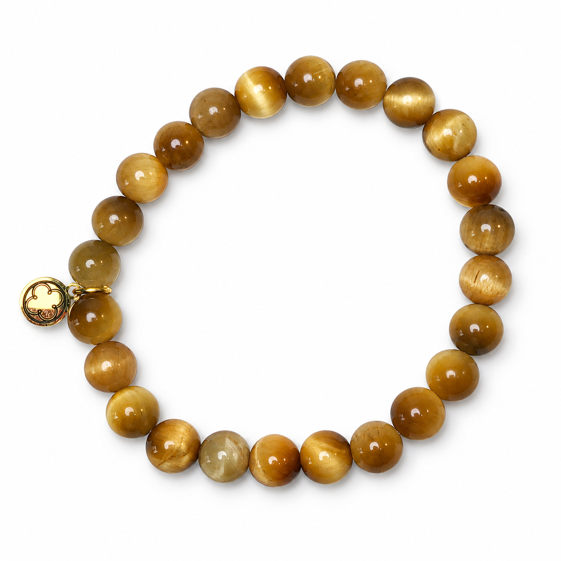 Gold Tiger Eye Beaded Bracelet on white studio background