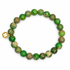 Green Imperial Jasper Beaded Bracelet on white studio background
