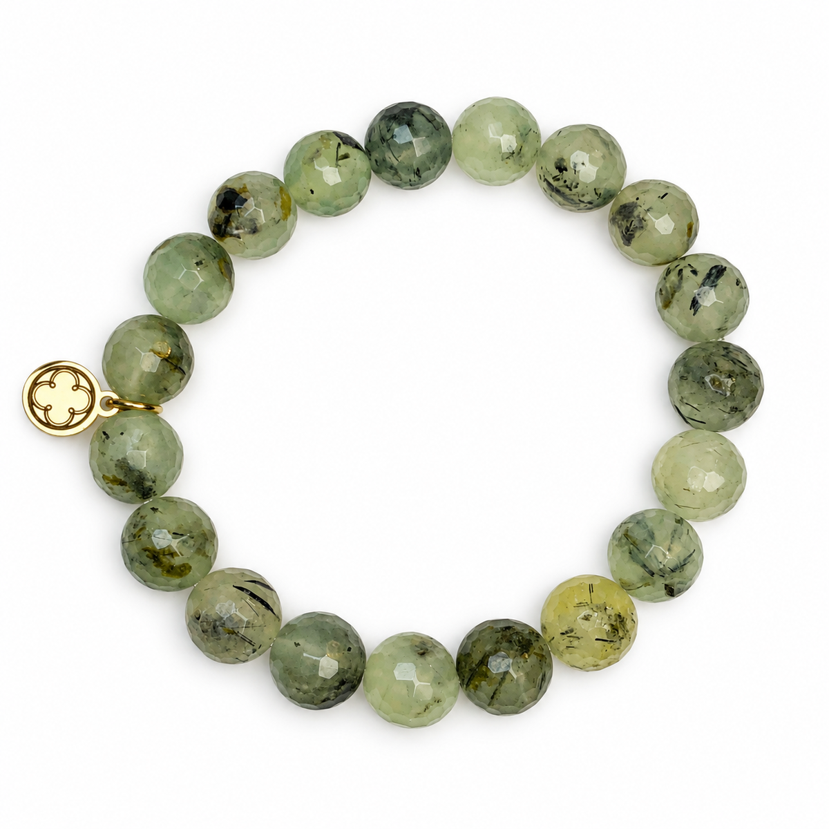 Green Quartz Beaded Bracelet on white studio background