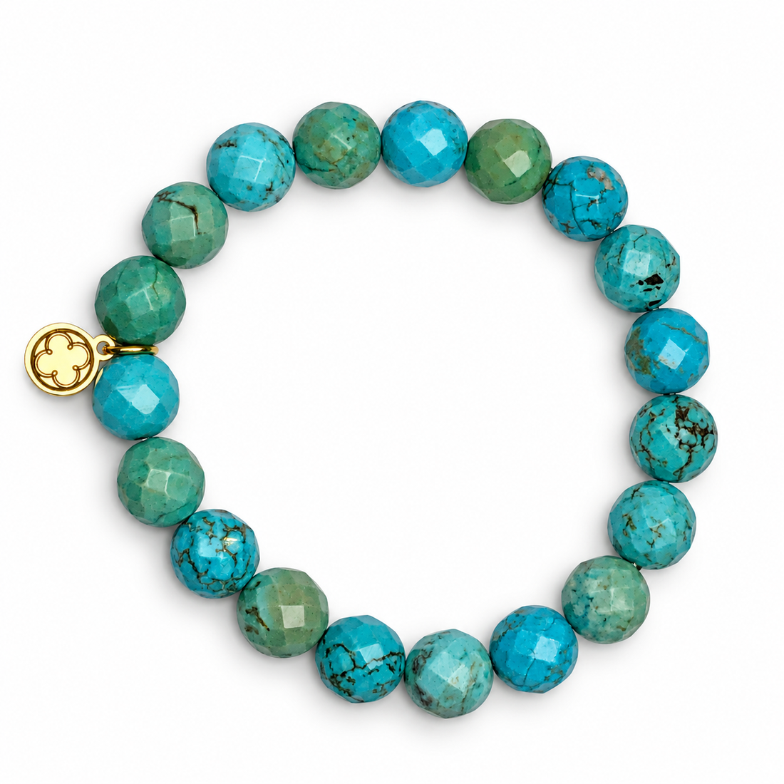 Green Turquoise Beaded Bracelet on white studio background